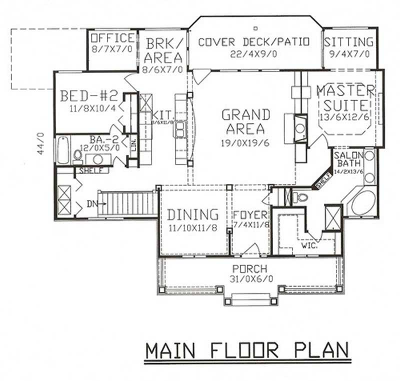 Floor Plan First Story of Craftsman Plan #147-1029