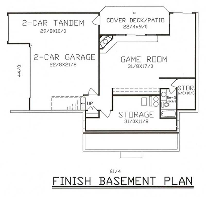 Floor Plan Basement of Craftsman Plan #147-1029