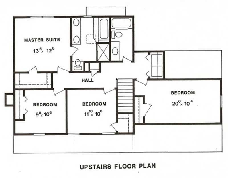Floor Plan Second Story of Colonial Plan #147-1031