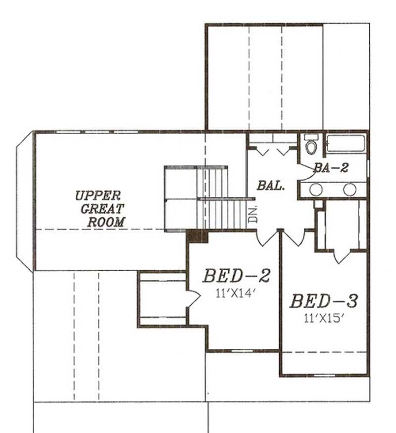 Floor Plan Second Story of Traditional Plan #147-1032