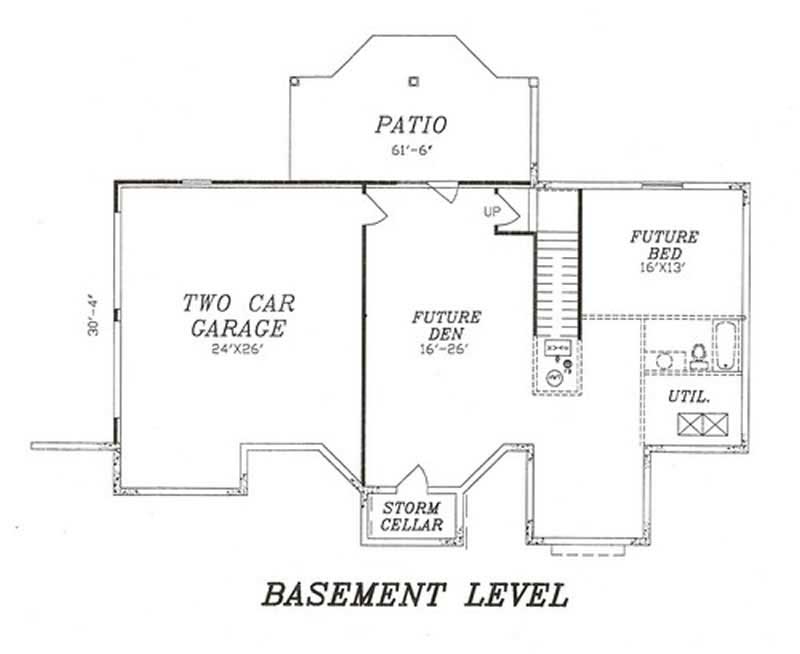 Floor Plan Second Story of Ranch Plan #147-1036