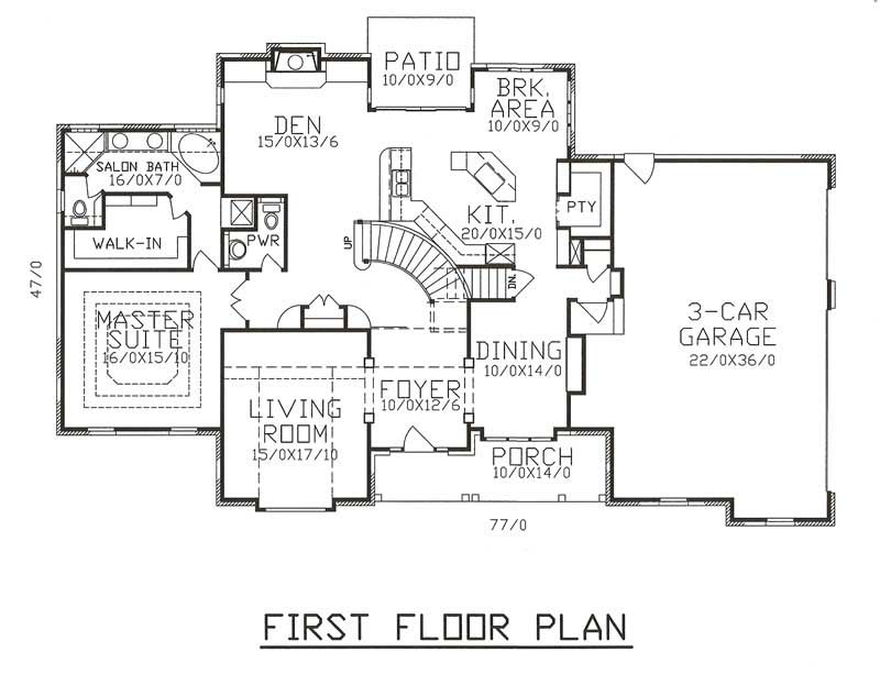 Floor Plan First Story of Traditional Plan #147-1041
