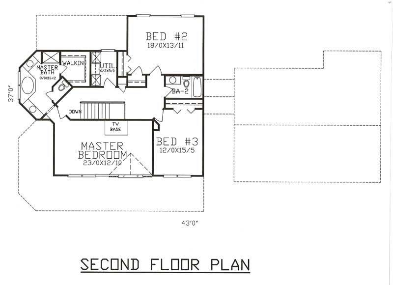 Floor Plan Second Story of Country Plan #147-1042
