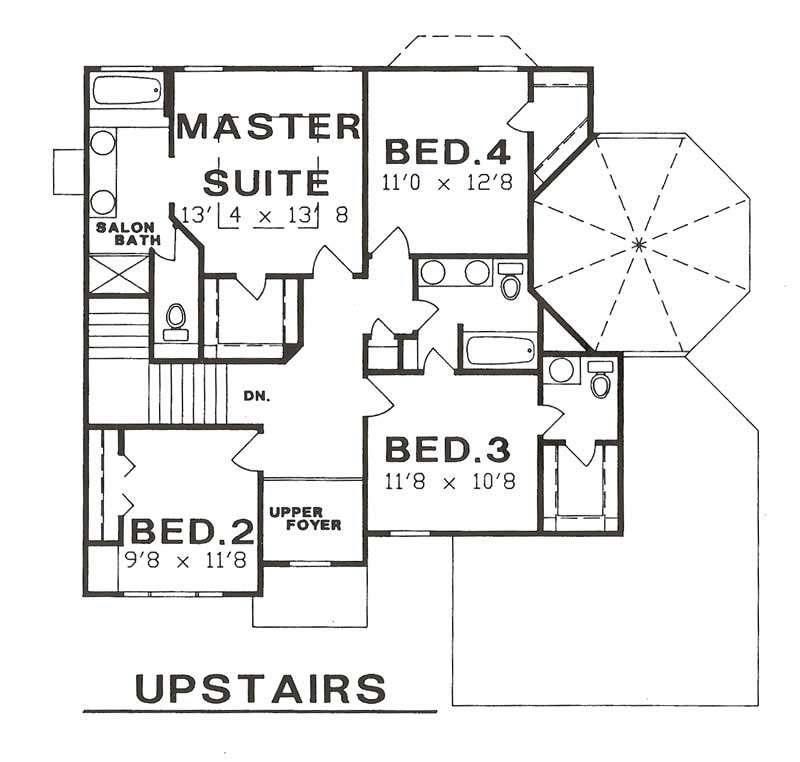 Floor Plan Second Story of Contemporary Plan #147-1044