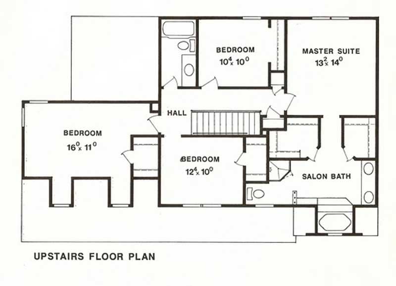 Floor Plan Second Story of Country Plan #147-1045