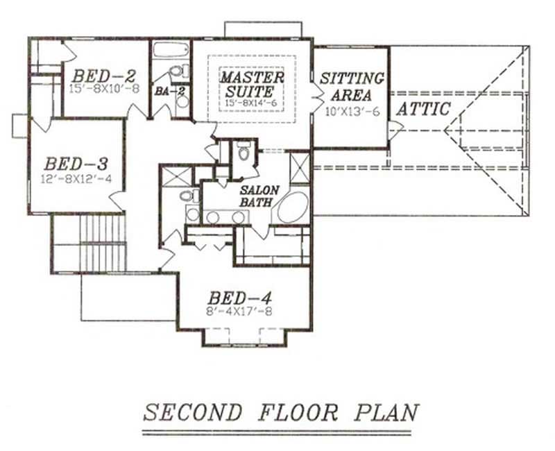 Floor Plan Second Story of Contemporary Plan #147-1047