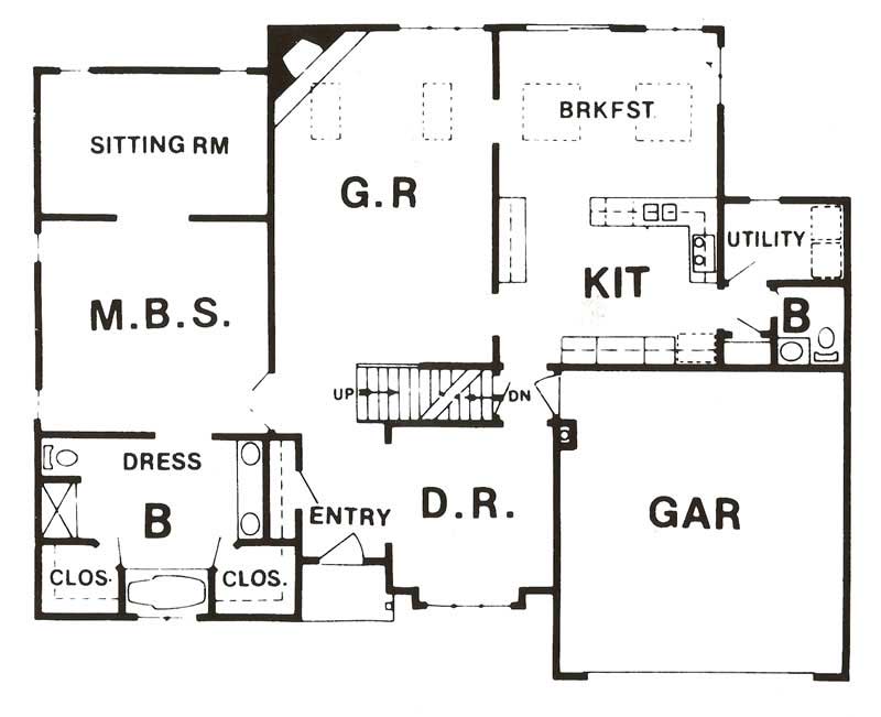 Floor Plan First Story of Craftsman Plan #147-1048