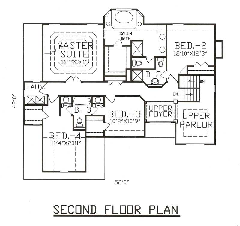 Floor Plan Second Story of Contemporary Plan #147-1050