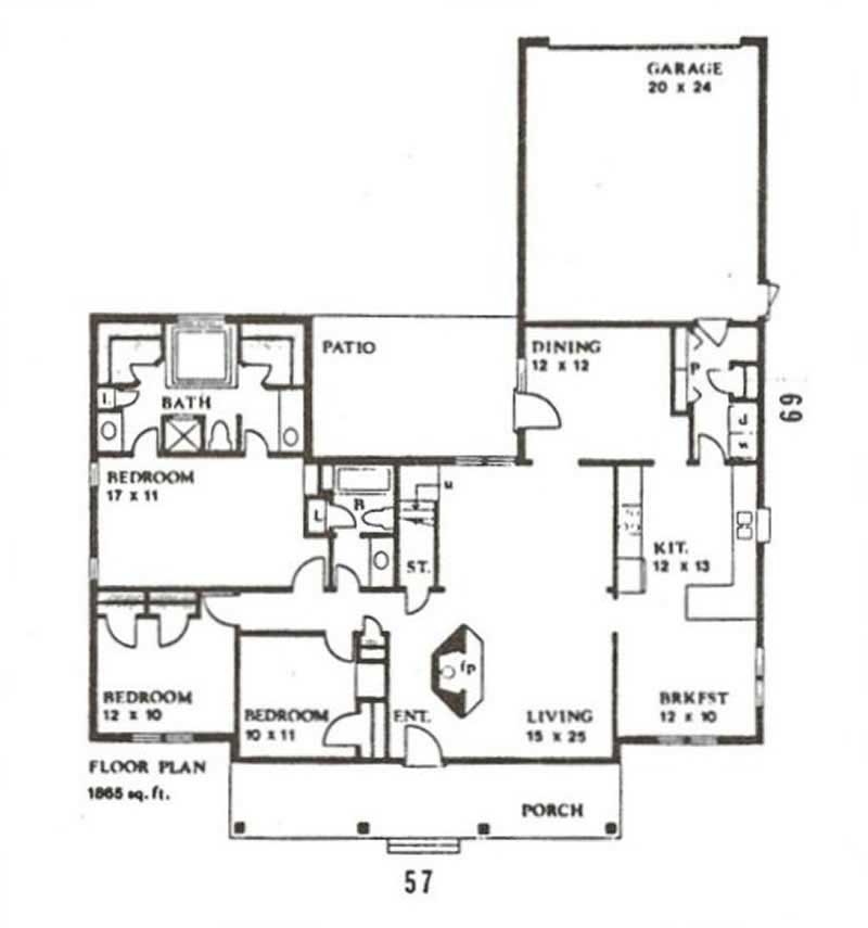 Floor Plan First Story of Country Plan #147-1051