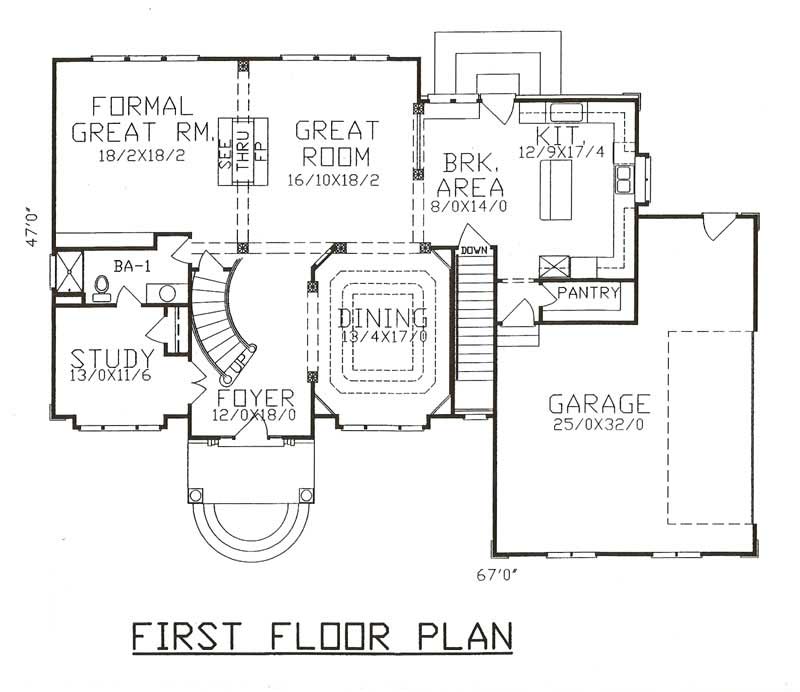 Floor Plan First Story of European Plan #147-1052