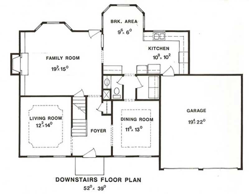 Floor Plan First Story of Colonial Plan #147-1057