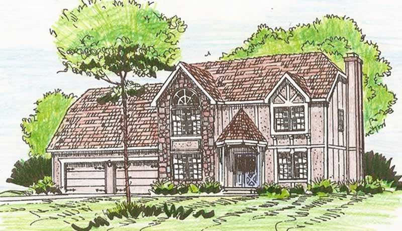 Front elevation of Craftsman home (ThePlanCollection: House Plan #147-1059)