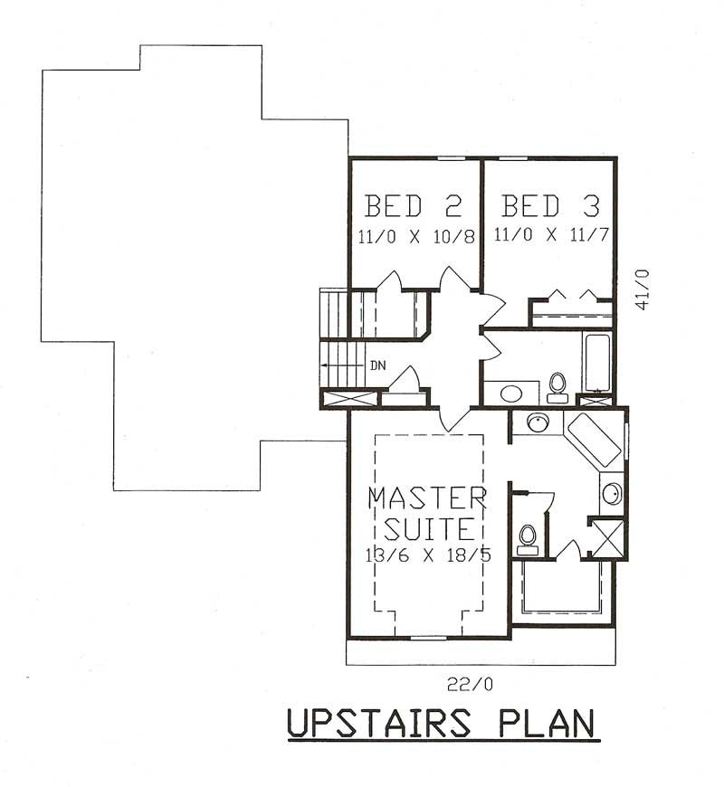 Floor Plan Second Story of Traditional Plan #147-1061