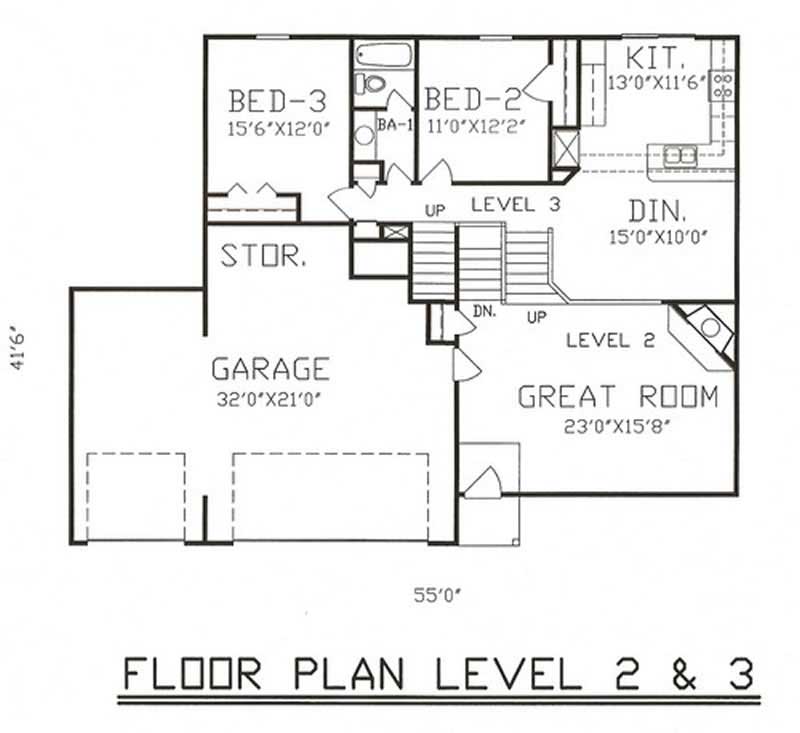Floor Plan First Story of Multi-Level Plan #147-1062