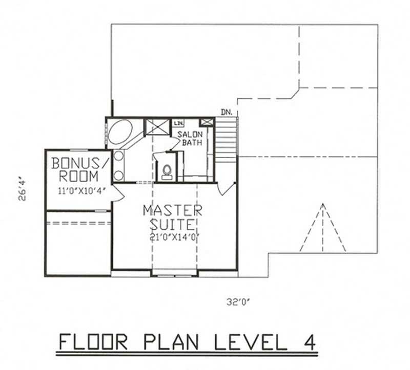 Floor Plan Second Story of Multi-Level Plan #147-1062