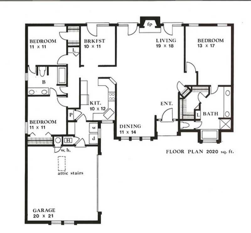 Floor Plan First Story of Ranch Plan #147-1065