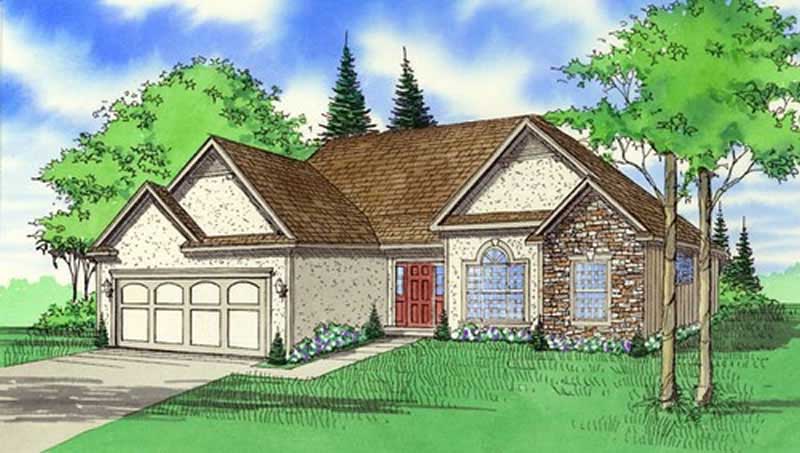 Front elevation of Country home (ThePlanCollection: House Plan #147-1066)