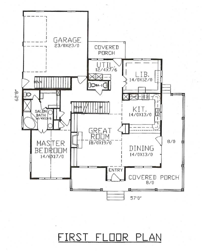 Floor Plan First Story of Country Plan #147-1067