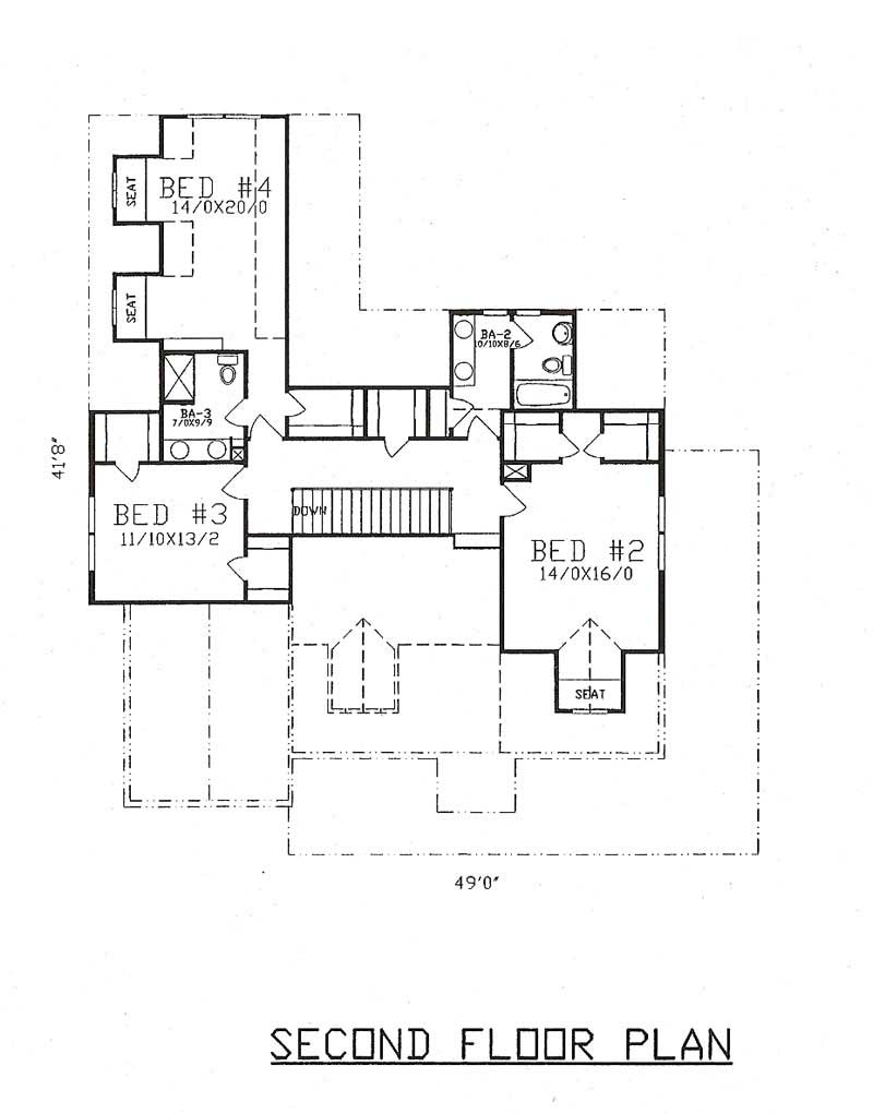 Floor Plan Second Story of Country Plan #147-1067