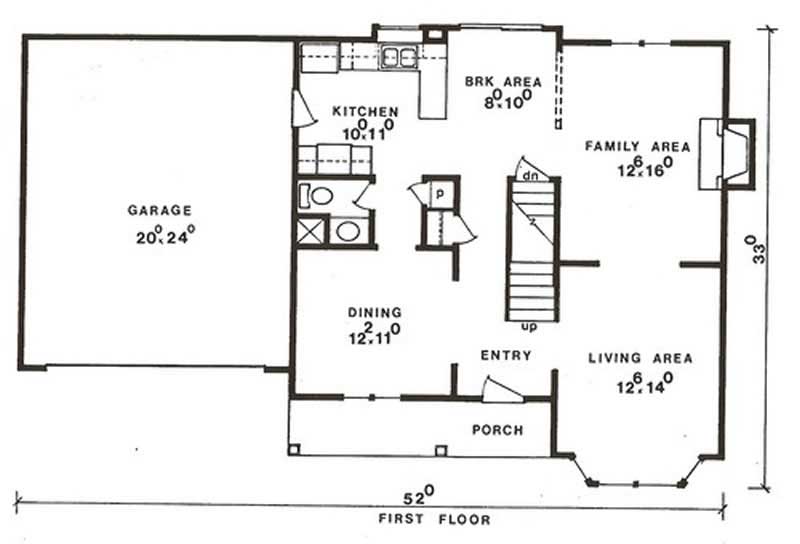 Floor Plan First Story of Traditional Plan #147-1073