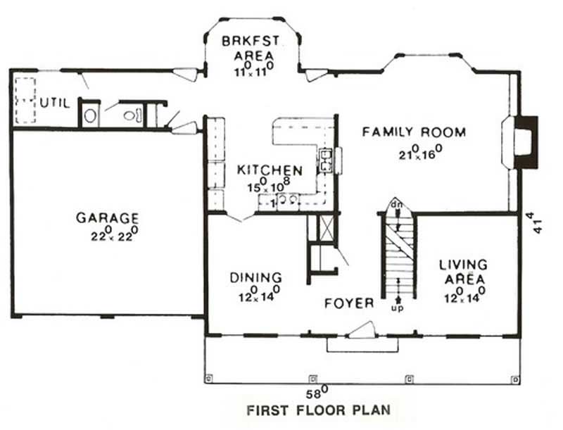 Floor Plan First Story of European Plan #147-1074