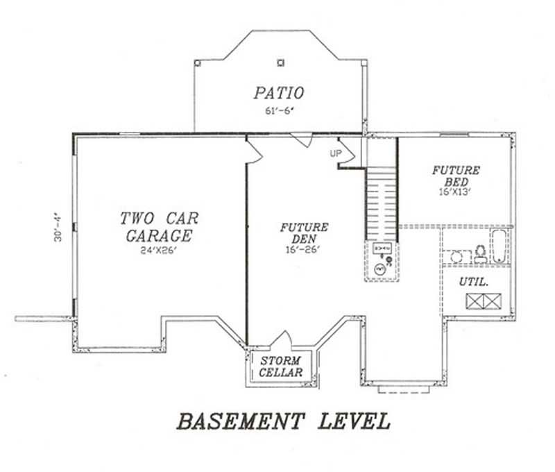 Floor Plan Basement of Country Plan #147-1075