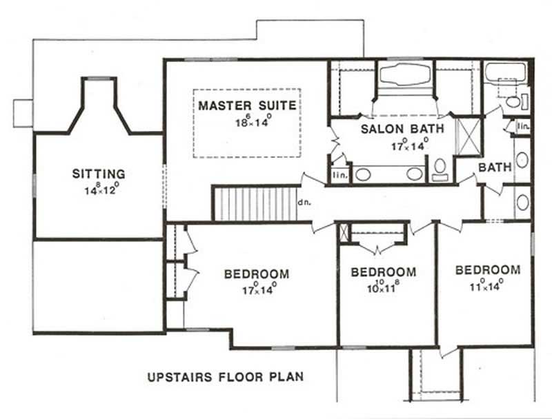 Floor Plan Second Story of European Plan #147-1082