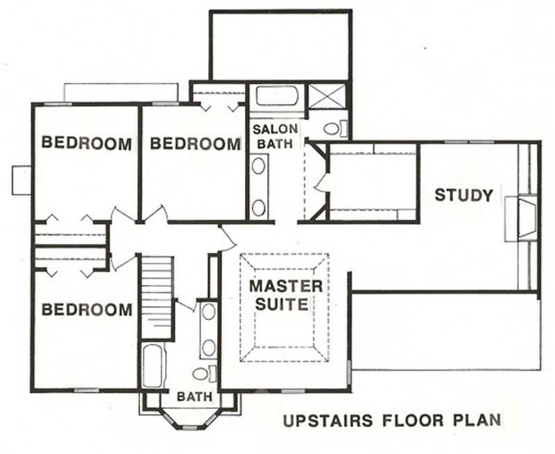 Floor Plan Second Story of Tudor Plan #147-1083
