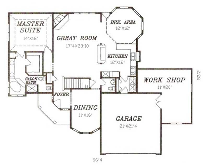 Floor Plan First Story of Traditional Plan #147-1096