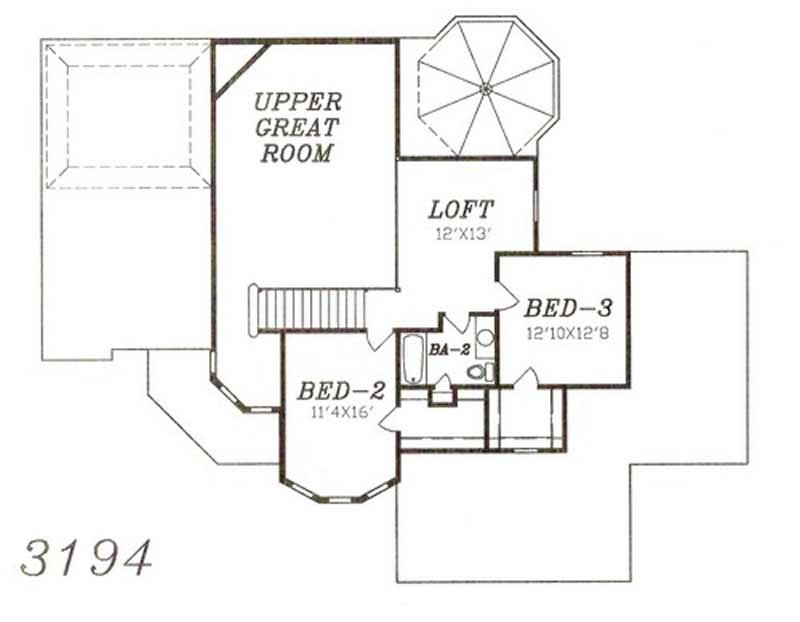 Floor Plan Second Story of Traditional Plan #147-1096