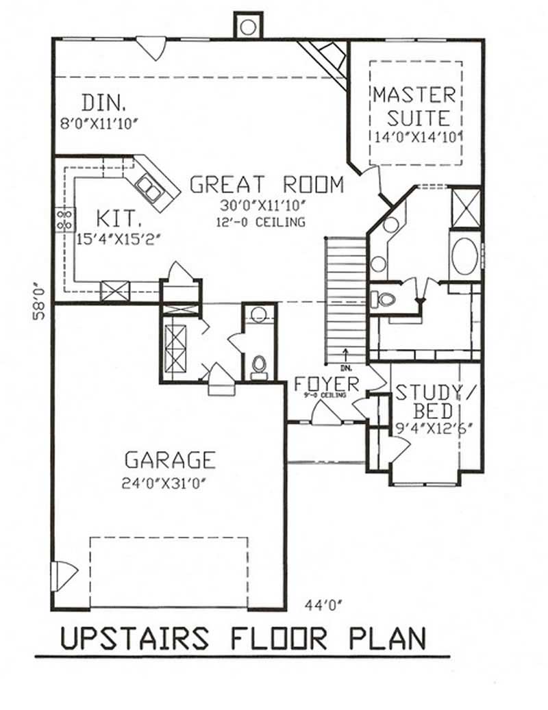 Floor Plan First Story of Ranch Plan #147-1097