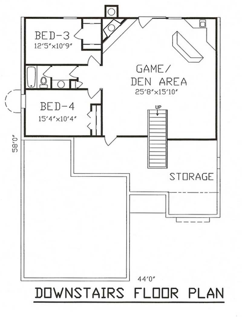 Floor Plan Basement of Ranch Plan #147-1097
