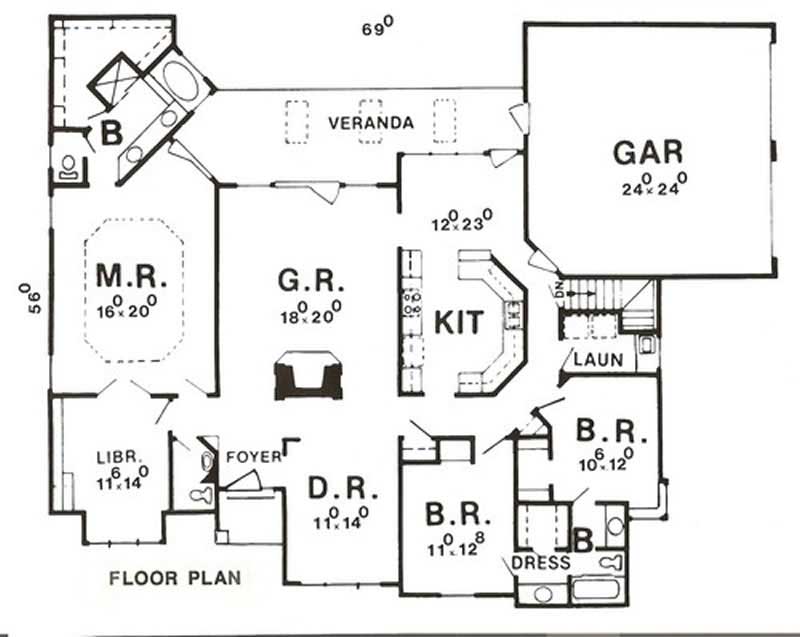 Floor Plan First Story of European Plan #147-1101