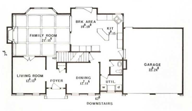 Floor Plan First Story of Colonial Plan #147-1110