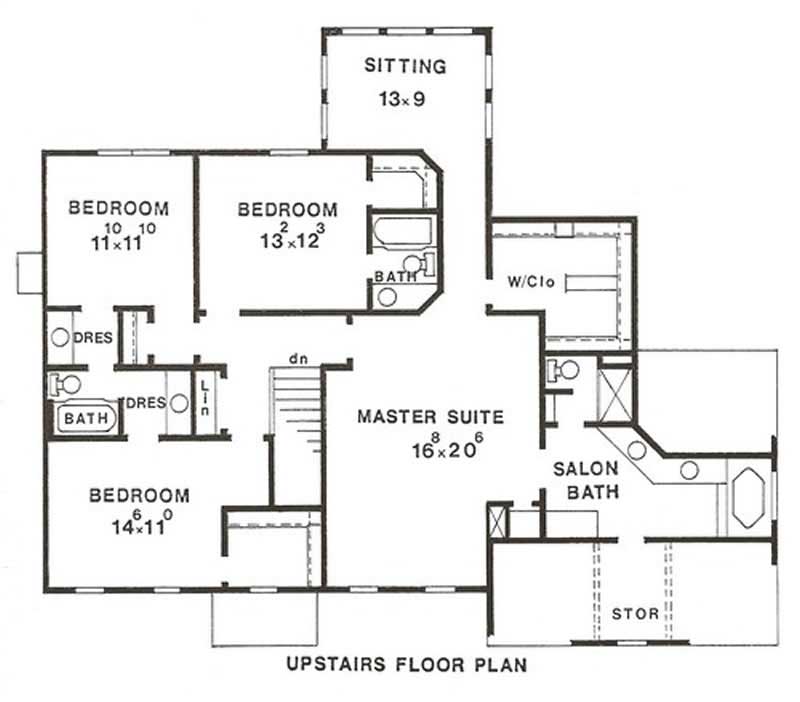 Floor Plan Second Story of European Plan #147-1112