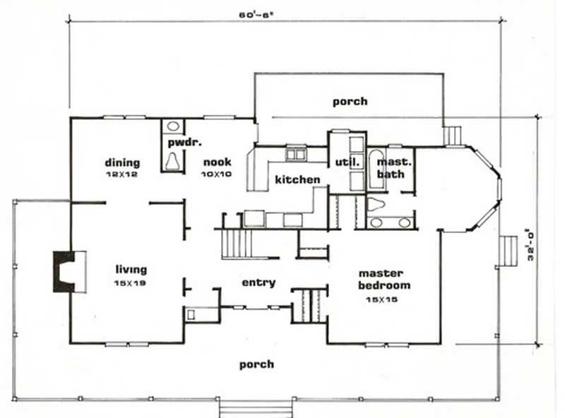 Floor Plan First Story of Country Plan #147-1113