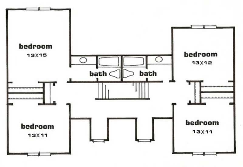 Floor Plan Second Story of Country Plan #147-1113