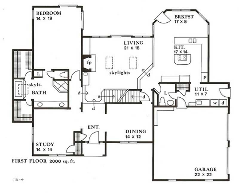 Floor Plan First Story of Contemporary Plan #147-1116