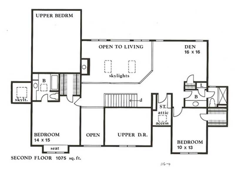 Floor Plan Second Story of Contemporary Plan #147-1116