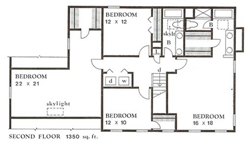 Floor Plan Second Story of European Plan #147-1120