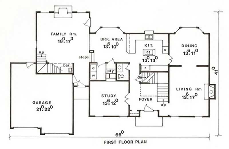 Floor Plan First Story of European Plan #147-1122