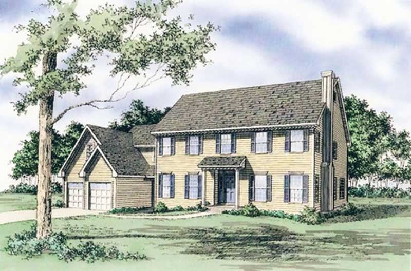 Front elevation of European home (ThePlanCollection: House Plan #147-1122)