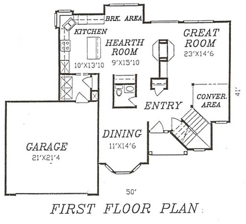 Floor Plan First Story of Traditional Plan #147-1123