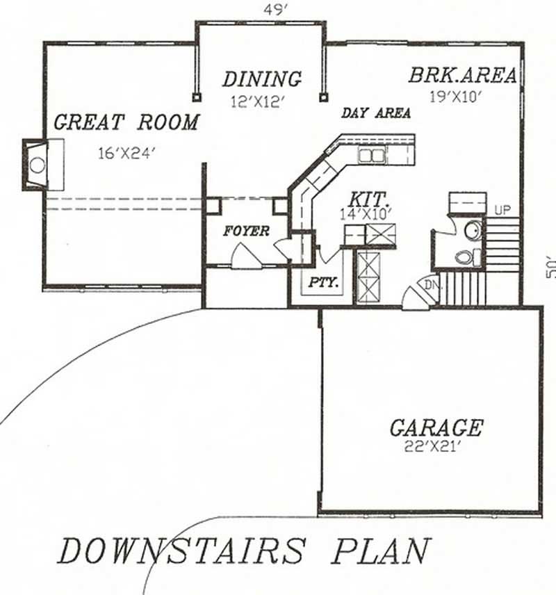 Floor Plan First Story of Traditional Plan #147-1124