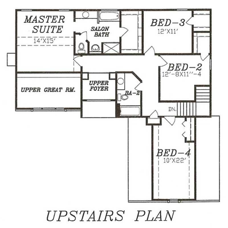 Floor Plan Second Story of Traditional Plan #147-1124