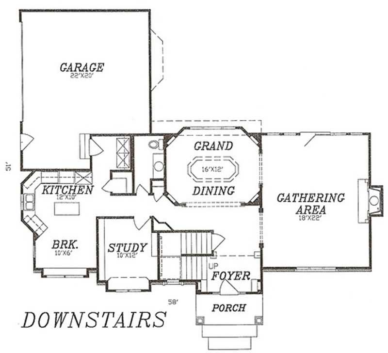 Floor Plan First Story of European Plan #147-1126