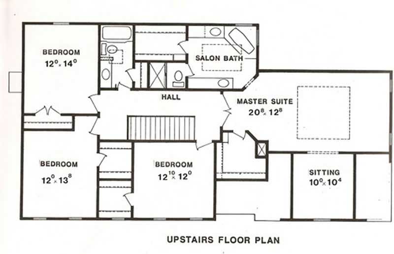 Floor Plan Second Story of European Plan #147-1128