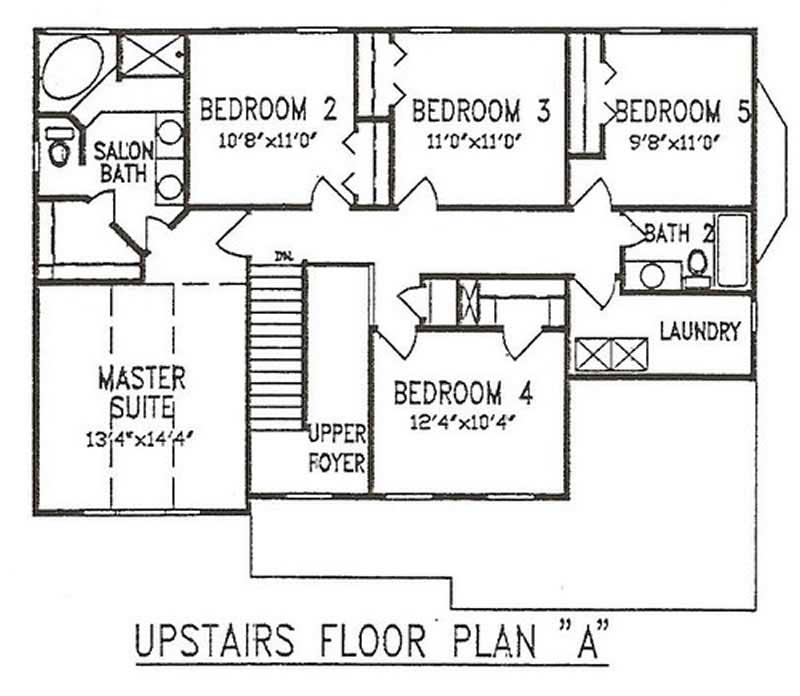 Floor Plan Second Story of Country Plan #147-1131
