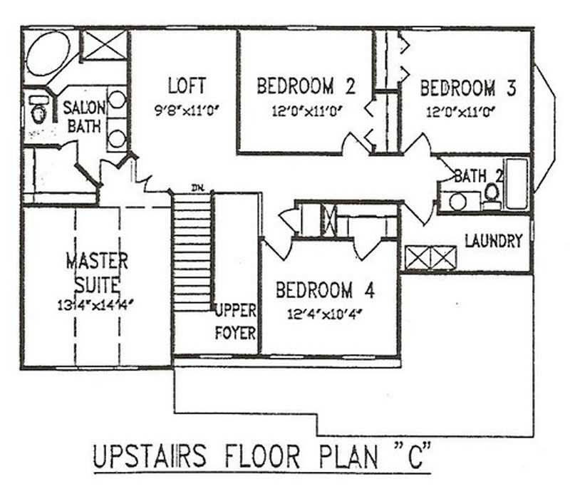 Floor Plan Second Story of Country Plan #147-1131