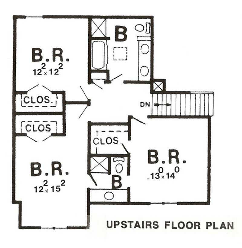 Floor Plan Second Story of European Plan #147-1133